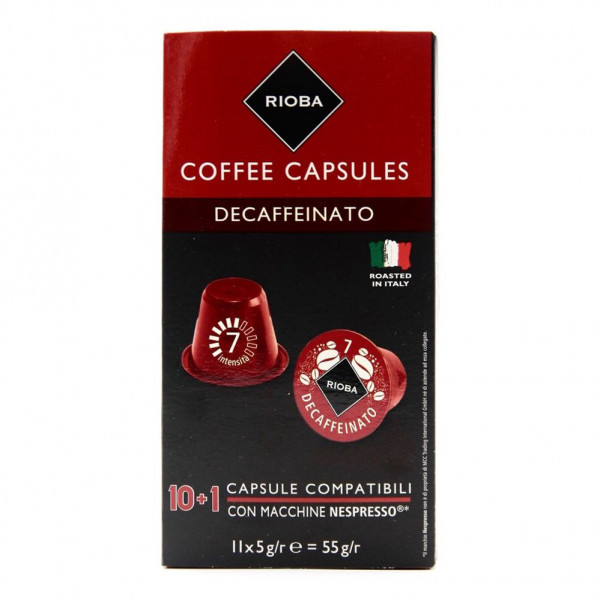 Rioba Decaffeinato без кофеина кофе в капсулах 11шт