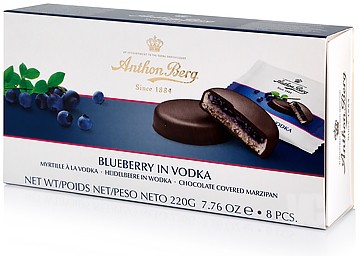 Anthon Berg шоколадные конфеты с марципаном Голубика в водке 220 г