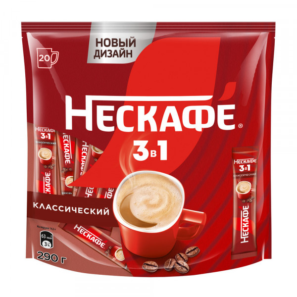 Nescafe кофе растворимый 3в1 Классик 20 шт х 14,5 гр